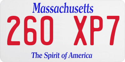 MA license plate 260XP7