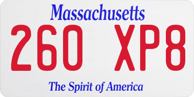 MA license plate 260XP8