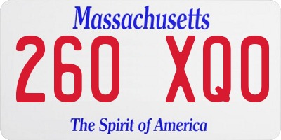 MA license plate 260XQ0