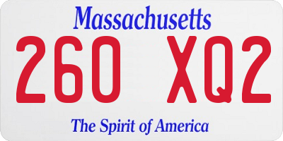 MA license plate 260XQ2