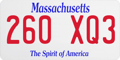 MA license plate 260XQ3