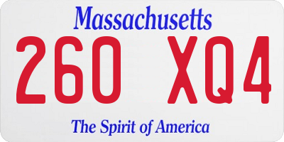 MA license plate 260XQ4