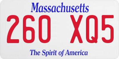 MA license plate 260XQ5