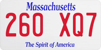 MA license plate 260XQ7