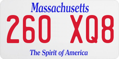 MA license plate 260XQ8