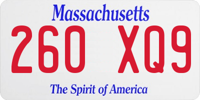 MA license plate 260XQ9
