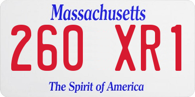 MA license plate 260XR1