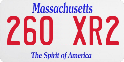 MA license plate 260XR2
