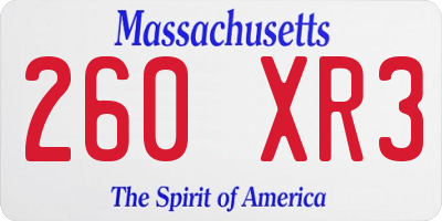 MA license plate 260XR3