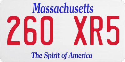 MA license plate 260XR5