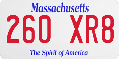 MA license plate 260XR8