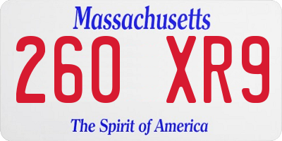 MA license plate 260XR9