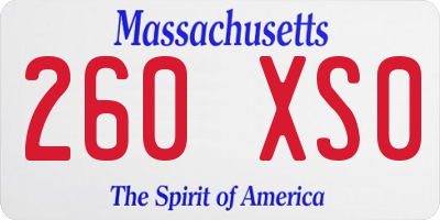 MA license plate 260XS0