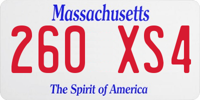 MA license plate 260XS4