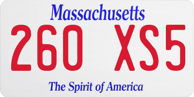 MA license plate 260XS5