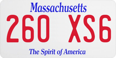MA license plate 260XS6
