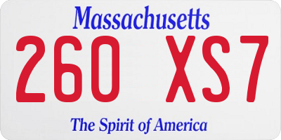 MA license plate 260XS7