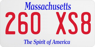 MA license plate 260XS8