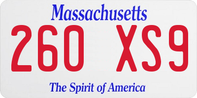 MA license plate 260XS9