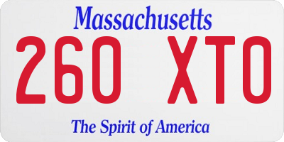 MA license plate 260XT0