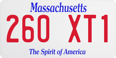 MA license plate 260XT1