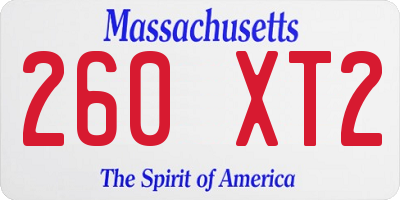 MA license plate 260XT2