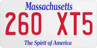 MA license plate 260XT5