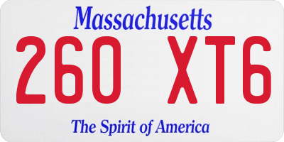 MA license plate 260XT6