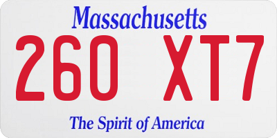 MA license plate 260XT7