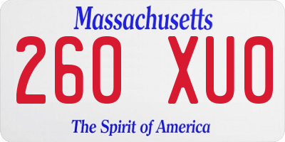MA license plate 260XU0