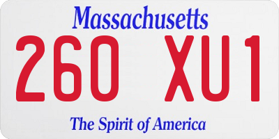 MA license plate 260XU1
