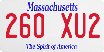 MA license plate 260XU2