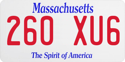 MA license plate 260XU6