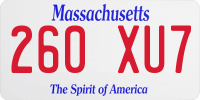 MA license plate 260XU7