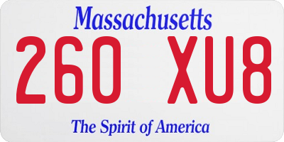 MA license plate 260XU8