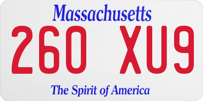 MA license plate 260XU9