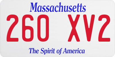 MA license plate 260XV2