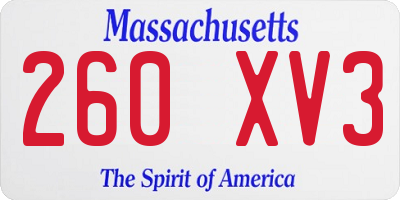 MA license plate 260XV3