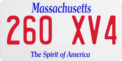 MA license plate 260XV4