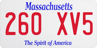 MA license plate 260XV5
