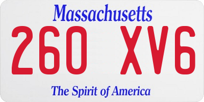 MA license plate 260XV6