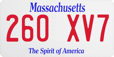 MA license plate 260XV7