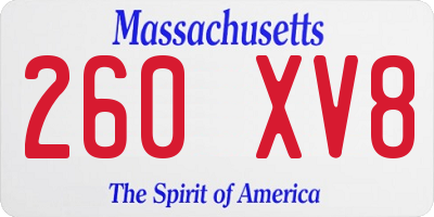 MA license plate 260XV8