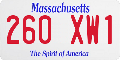 MA license plate 260XW1