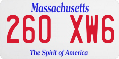 MA license plate 260XW6