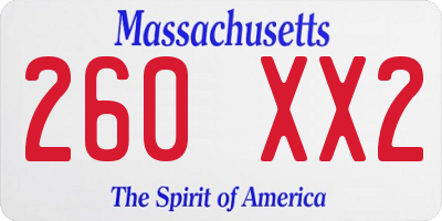 MA license plate 260XX2