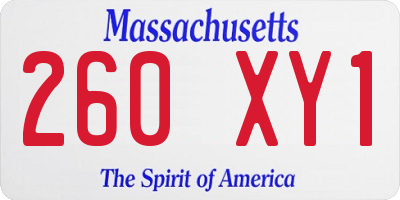 MA license plate 260XY1