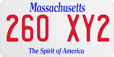 MA license plate 260XY2