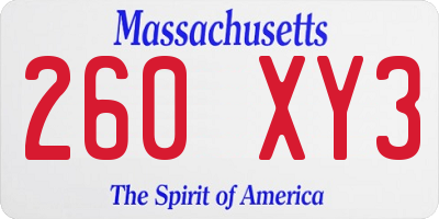 MA license plate 260XY3