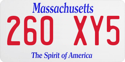 MA license plate 260XY5